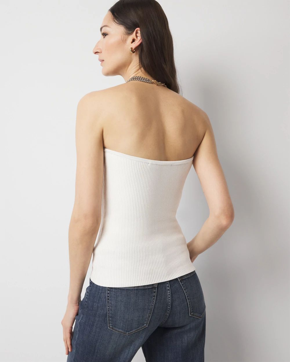 洋書 IN PERFECT SHAPE WHBM FORME™ All Ways Stretch High-Crewneck Tank Top | White